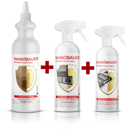 NANOBAUER Kitchen Cleaner 750ml + Piekarniki 500ml + Czyszczenie fug 1L
