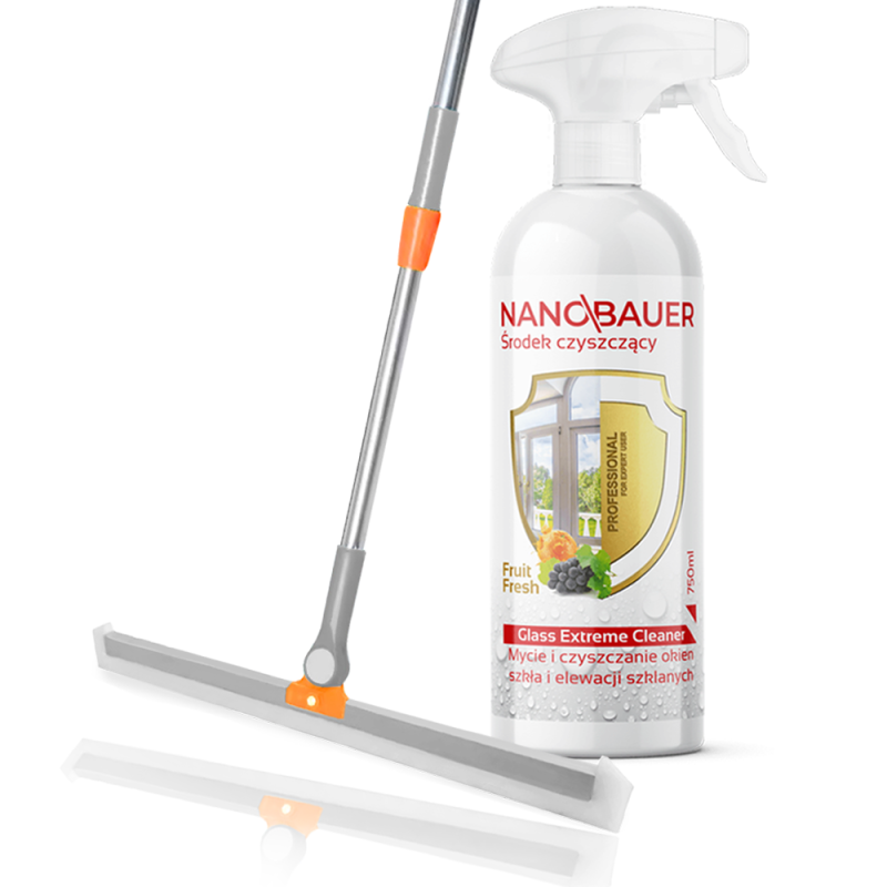NANOBAUER Glass Extreme Cleaner 750ml + Ściągaczka teleskopowa