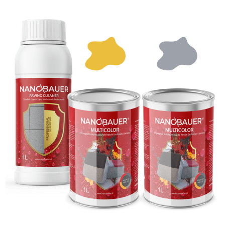 NANOBAUER PAVING CLEANER 1l + MULTICOLOR 1l Żółty + MULTICOLOR 1l Szary